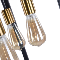 Induatrial Style 4 Light Square Metal Chandelier Exposed Bulb Lighting for Kitchen Island and Dining Room