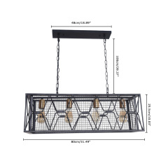 Modern 4/6 Light Metal Linear Farmhouse Chandelier in Matte Black and Brass for Kitchen Island/Long Dining Table