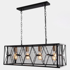 Modern 4/6 Light Metal Linear Farmhouse Chandelier in Matte Black and Brass for Kitchen Island/Long Dining Table