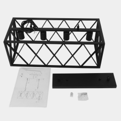 Modern 4-Lights Rectangular Farmhouse Chandelier For Kitchen Island/ Dining Room