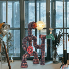 Modern One Light Industrial Table Lamp In Rusty Red For Tabletop /Nightstands