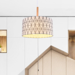 Modern Mid-Century Geometric Pattern 3 Lights Drum Shade Chandelier for Living Room Dining Room