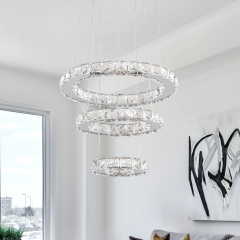 Modern Contemporary 3 Tier Circle Led Chandelier with Crystal for Living Room Dining Room Bedroom