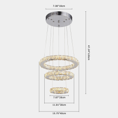 Modern Contemporary 3 Tier Circle Led Chandelier with Crystal for Living Room Dining Room Bedroom