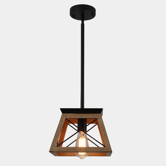 Modern Farmhouse Single light Lantern Geometric Chandelier for Entryway Dining Room Living Room