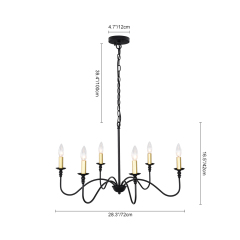 Classic Traditional 6 Light Candle Style Chandelier for Kitchen Island Dining Table