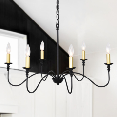 Classic Traditional 6 Light Candle Style Chandelier for Kitchen Island Dining Table