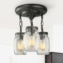 Modern Contemporary 3 Lights Semi Flush Mount Ceiling Light for Hallway Kitchen Living Room