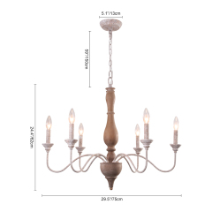 Rustic 6 Lights Candle Style Empire Chandelier for Living Room Dining Room