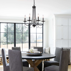 Traditional Rustic 4-Lights Candle Style Chandelier for Entryway Dining Room