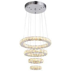 Modern Contemporary 3 Tier Circle Led Chandelier with Crystal for Living Room Dining Room Bedroom