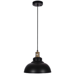 Industrial Rustic 1-Light Black Pendant Light for Restaurant Coffee Shop