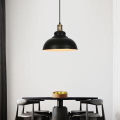 Industrial Rustic 1-Light Black Pendant Light for Restaurant Coffee Shop