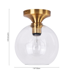 Modern Mid-Century Brass Semi Flush Mount Ceiling Light for Dining Room Hallway