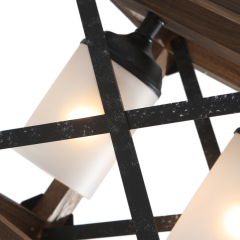 Modern Rustic 4 Lights Rectangle Farmhouse Chandelier for Kitchen Dining Room Living Room