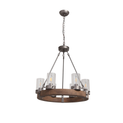 Mid-Century Modern 6 Lights Wagon Wheel Chandelier for Kitchen Table/ Island Entryway