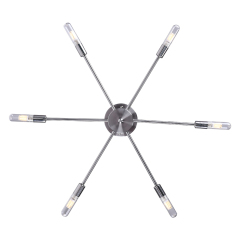 Modern Mid-century 6 Light Chrome Sputnik Chandelier for Living Room Dining Room