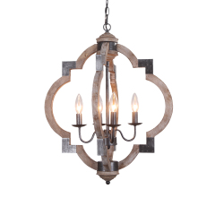 Modern Rustic Four Lights Orb Geometric Chandelier for Living Room/Dining Room