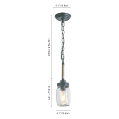 Modern Minimalist 1 Light Single-light Mason Jar Pendant lighting for Kitchen, Entryway, or Bathroom
