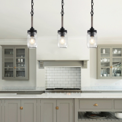 Modern Minimalist 1 Light Single-light Mason Jar Pendant lighting for Kitchen, Entryway, or Bathroom