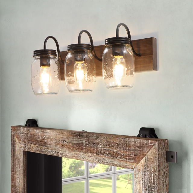 Mason Jar Bathroom Vanity Light Rustic Modern Farmhouse Wall Lights