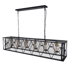 Modern 4/6 Light Metal Linear Farmhouse Chandelier in Matte Black and Brass for Kitchen Island/Long Dining Table
