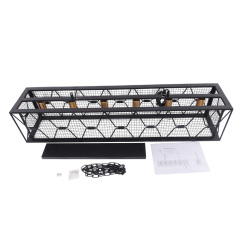 Modern 4/6 Light Metal Linear Farmhouse Chandelier in Matte Black and Brass for Kitchen Island/Long Dining Table