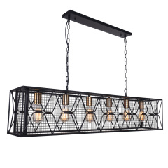 Modern 4/6 Light Metal Linear Farmhouse Chandelier in Matte Black and Brass for Kitchen Island/Long Dining Table