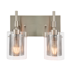 2-Light Modern Dimmable Armed Bathroom Vanity Light Mid-century Wall Sconce in Nickel/ Black Finish