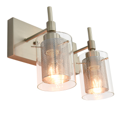 2-Light Modern Dimmable Armed Bathroom Vanity Light Mid-century Wall Sconce in Nickel/ Black Finish