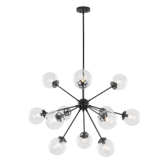Modern Mid-Century 12- Lights Sputnik Glass Sphere Chandelier for Living Room Bedroom