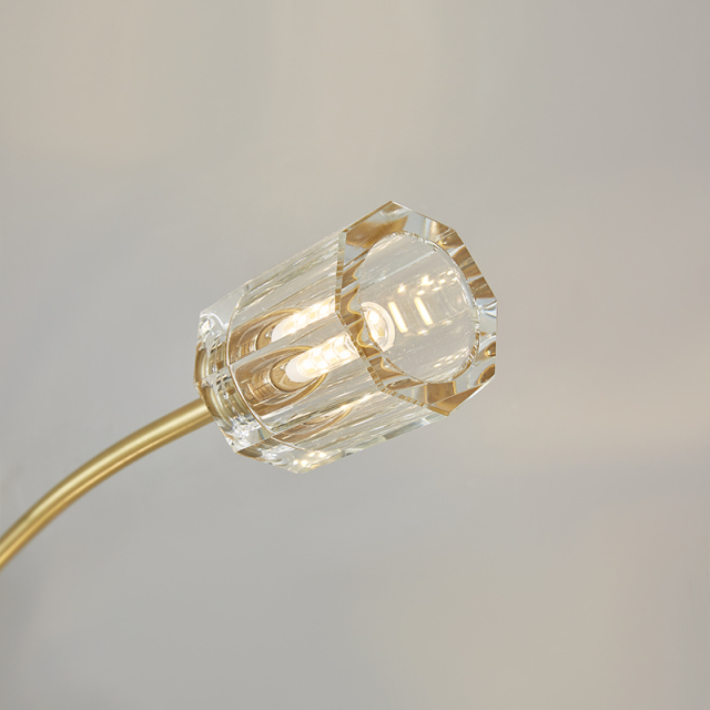7-Light Modern Sputnik Brass Flush Mount Ceiling Light in Circle Round Crystal Shade