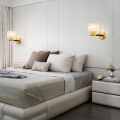 Modern Simple Clear Crystal Shade Wall Sconce in Round Canopy Single Light
