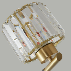 Modern Simple Clear Crystal Shade Wall Sconce in Round Canopy Single Light