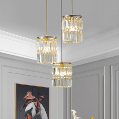 3-Light Modern Clear Crystal Cylinder Shade Multi Light Pendant Lighting in Round Canopy 3-Light Modern Clear Crystal Cylinder Shade Multi Light Pendant Lighting in Round Canopy