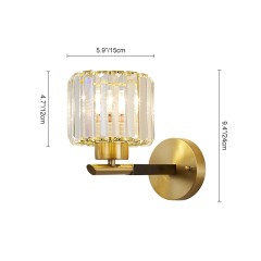 Modern Simple Clear Crystal Shade Wall Sconce in Round Canopy Single Light