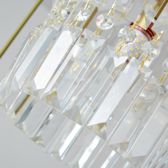 Modern 3-Light Rectangle Canopy Pendant Lighting Multi-Light with Clear Crystal Cylinder Shade for Kitchen Island Counter Bar Dining Table