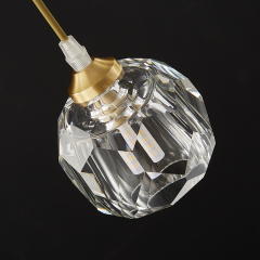 Minimalist Brass Mini Pendant Lighting Crystal Shade Hanging Light in Round Canopy for Bedside/Kitchen/Dining Room