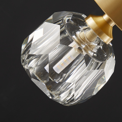 Minimalist Small Brass Flush Mount Ceiling Light in Circle Crystal Shade