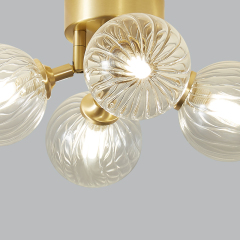 Retro Modern Bubble Flush Mount Ceiling Light Glass 4 Lights with Twined Arm