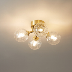 Retro Modern Bubble Flush Mount Ceiling Light Glass 4 Lights with Twined Arm