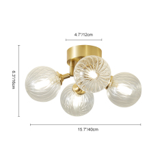Retro Modern Bubble Flush Mount Ceiling Light Glass 4 Lights with Twined Arm