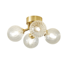Retro Modern Bubble Flush Mount Ceiling Light Glass 4 Lights with Twined Arm
