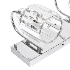 Modern Glam 13.4'' Wide 2 Light Crystal Wall Sconce Bathroom Vanity Light in Chrome/ Black+Brass Finish for Bedroom Bathroom