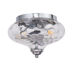 Modern Contemporary Hammer Glass Shade 2-Light Flush Mount Ceiling Light in Chrome Finish for Bedroom/ Hallway
