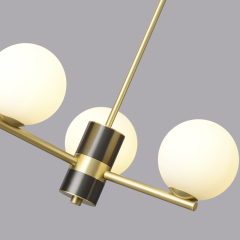 3-Light Mid-century Sputnik Chandelier with Opal Glass Globes for Kitchen Island Living Room