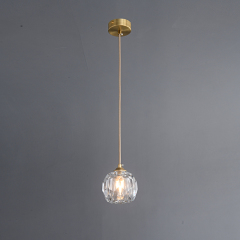 Glam Modern Crystal 1-Light Mini Brass Pendant Light for Bedroom/ Kitchen /Dining Room