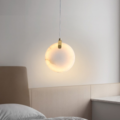 Glam Modern Gold Pendant Light with Transmission Marble Stone Shade Diffuser for Kitchen/Dining Room