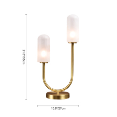 Contemporary Mid-century 2 Light Arched Table Lamp with Glass Shade for Bedside/ Bedroom/ Workplace
