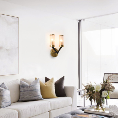 Modern Wall Lamp V-shape with Cylinder Shade Creative Vanity Wall Sconce Fixture For Bedroom/ Bathroom